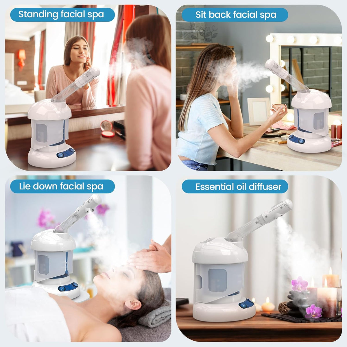 Nisperos Nano Ionic Facial Steamer - 360° Rotatable Sprayer - 40 Minutes Warm Mist - Humidifier