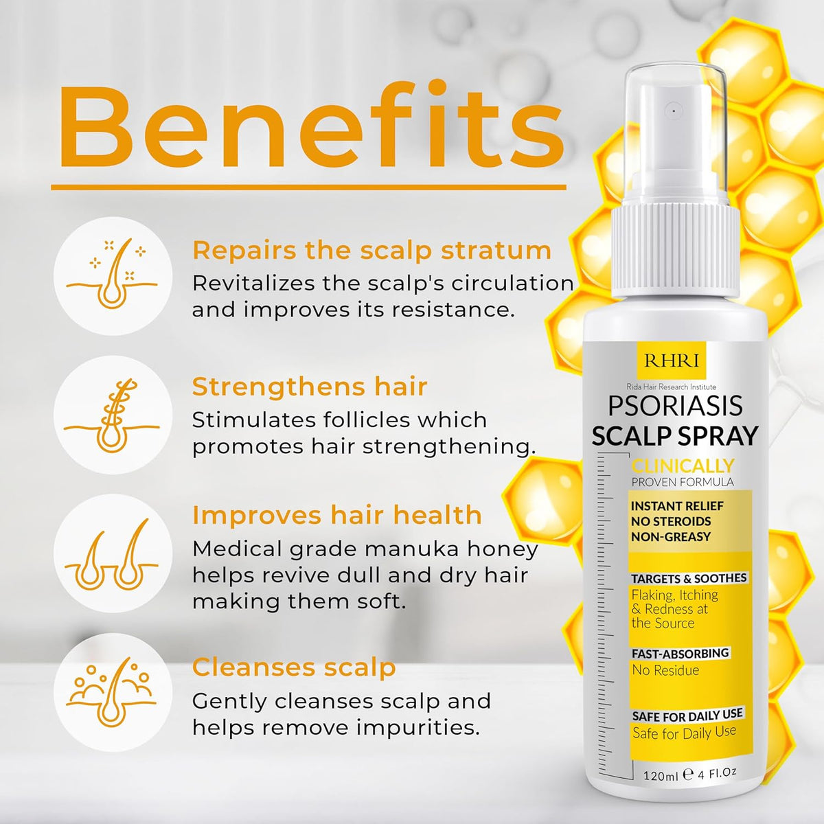 Psoriasis Scalp Spray | Psoriasis and Dandruff Treatment for Scalp Yeast Infections, Psoriasis