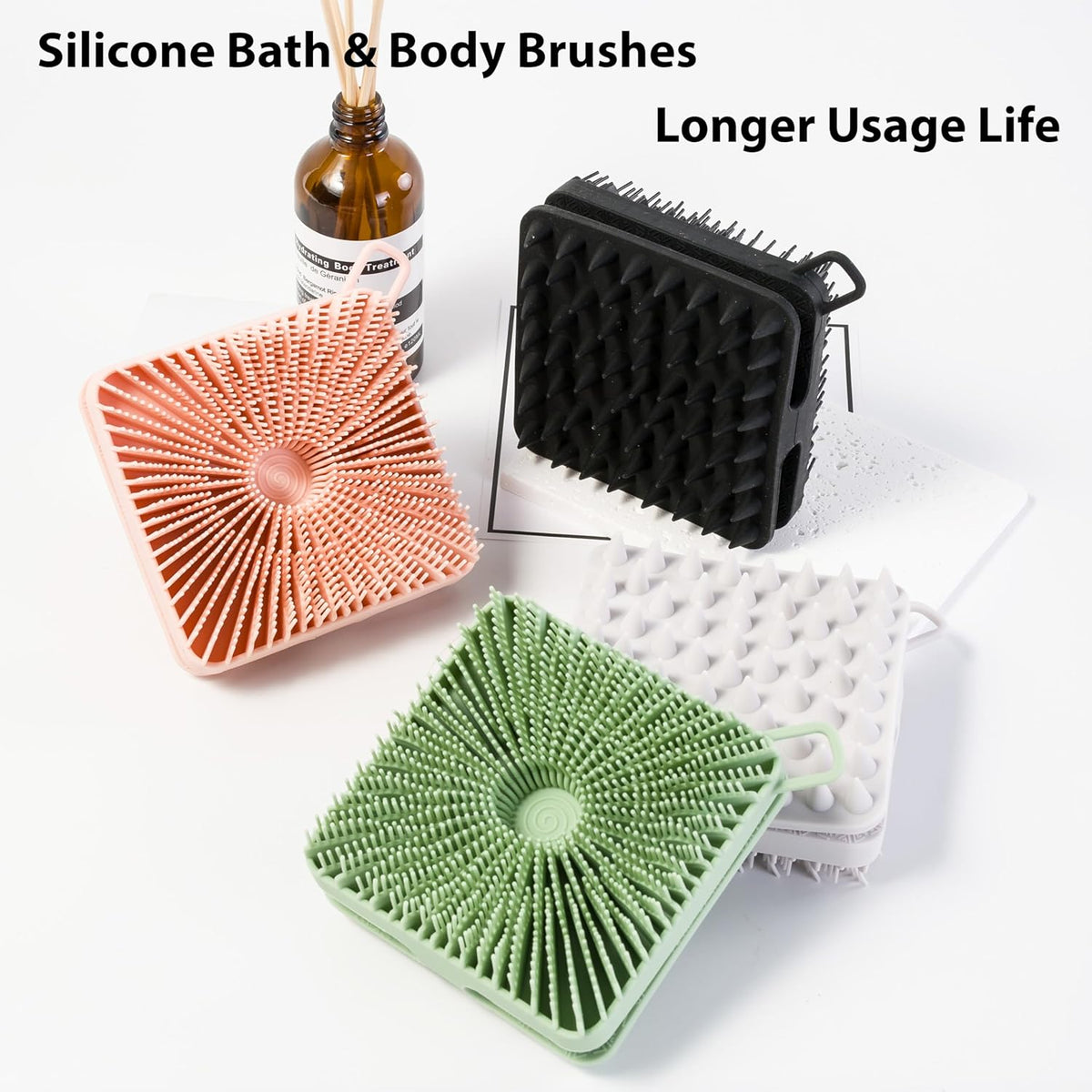 2 PC Silicone Exfoliating Body Scrubber, Silicone Body Shampoo Brush, Soft Silicone Loofah for