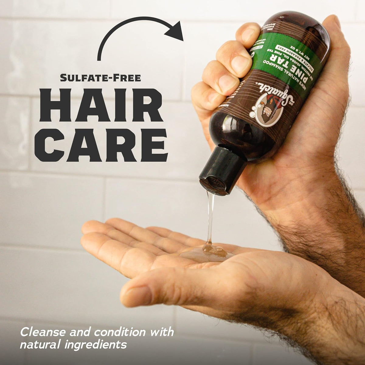Dr. Squatch Natural Hair Bundle for Men - Healthy, Full Looking Hair - Pine Tar Shampoo (8 fl oz)