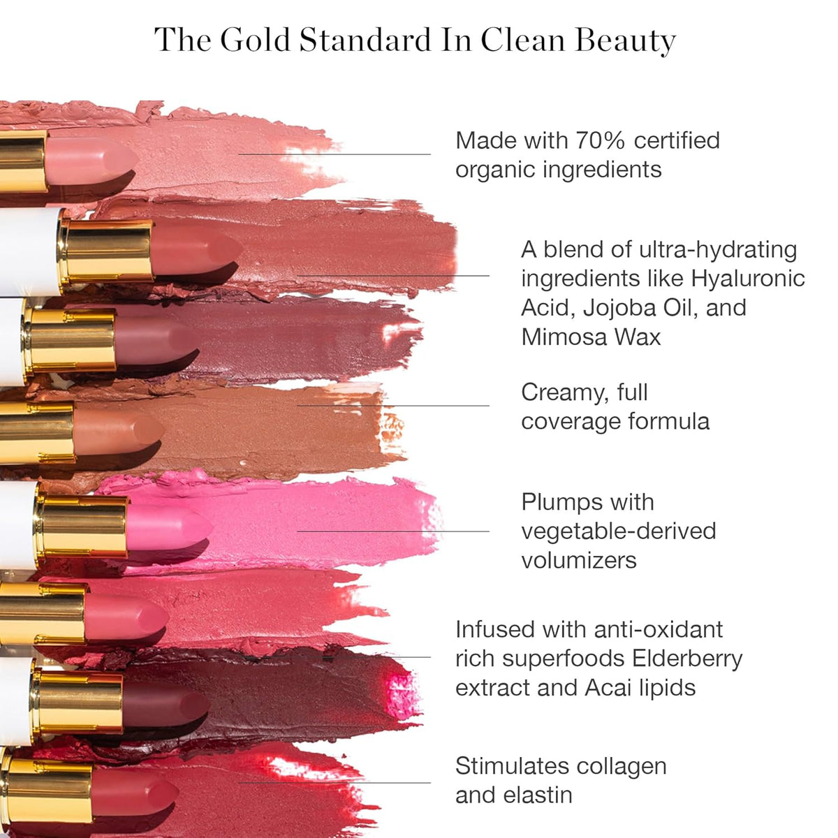 Ogee Full Bloom Sculpted Lipstick (Zuri - Modern Magenta) - Long Lasting Organic Lipstick with