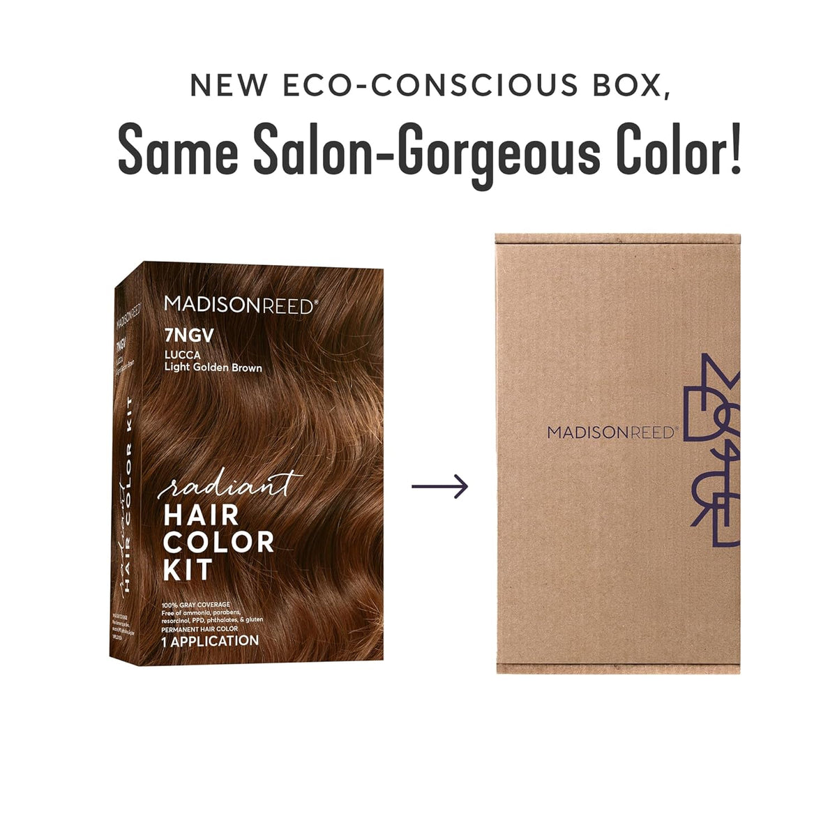 Madison Reed Radiant Hair Color Kit | 7NGV Light Golden Brown (Lucca Brown) for 100% Gray Hair