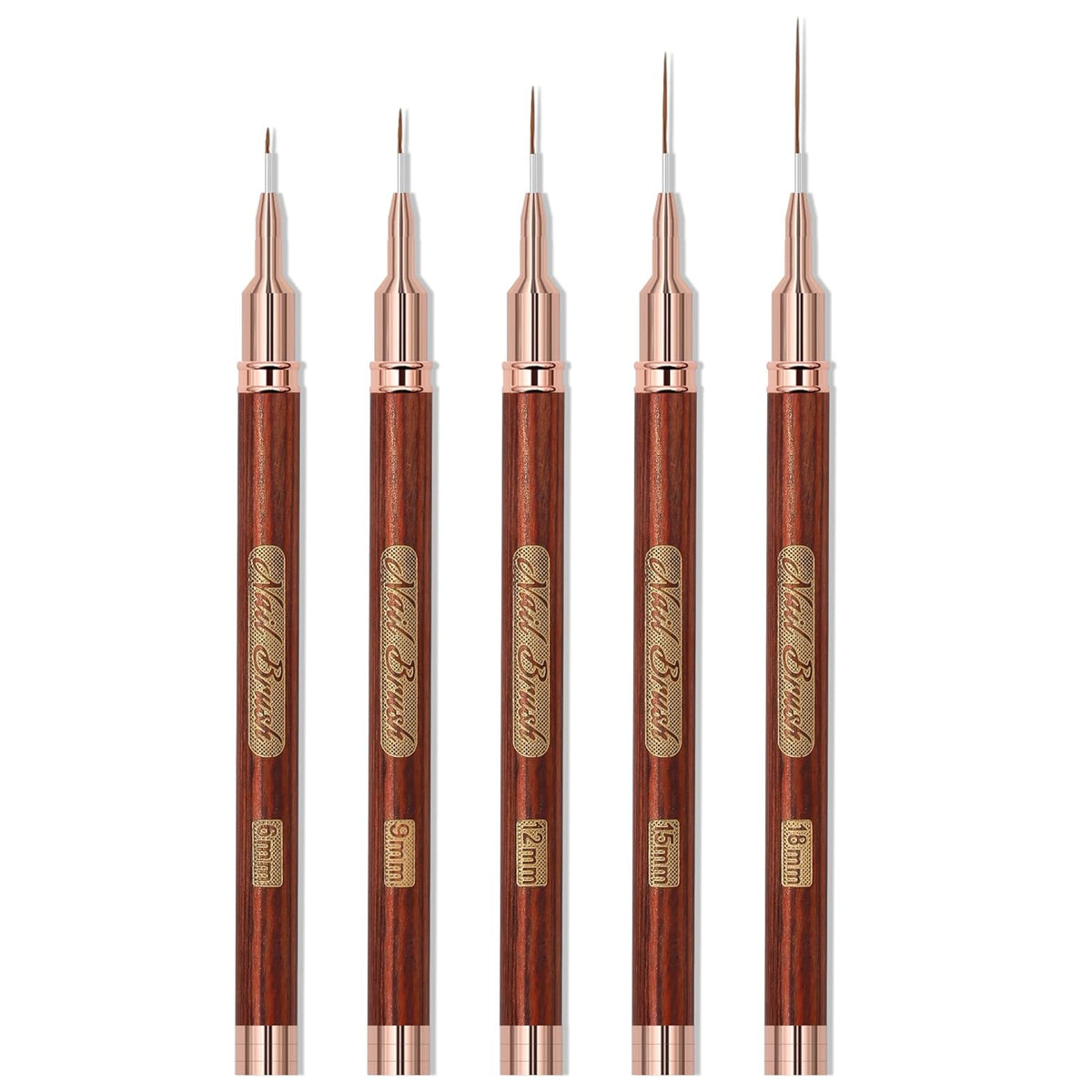 Wooden Nail Art Brushes, 5Pcs Nail Art Liner Brushes, Painting Art Design Brush Set Nail Dotting