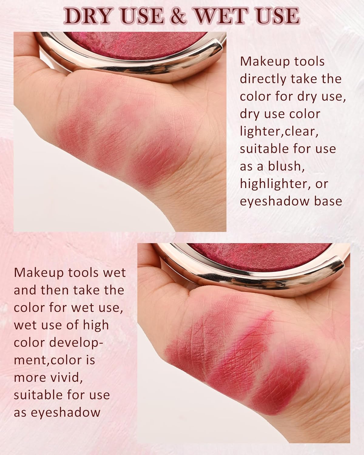 Baked Blush,Glow Marbleized Blush Powder Palette,Lightweight Shimmery Cruelty-Free Blusher for