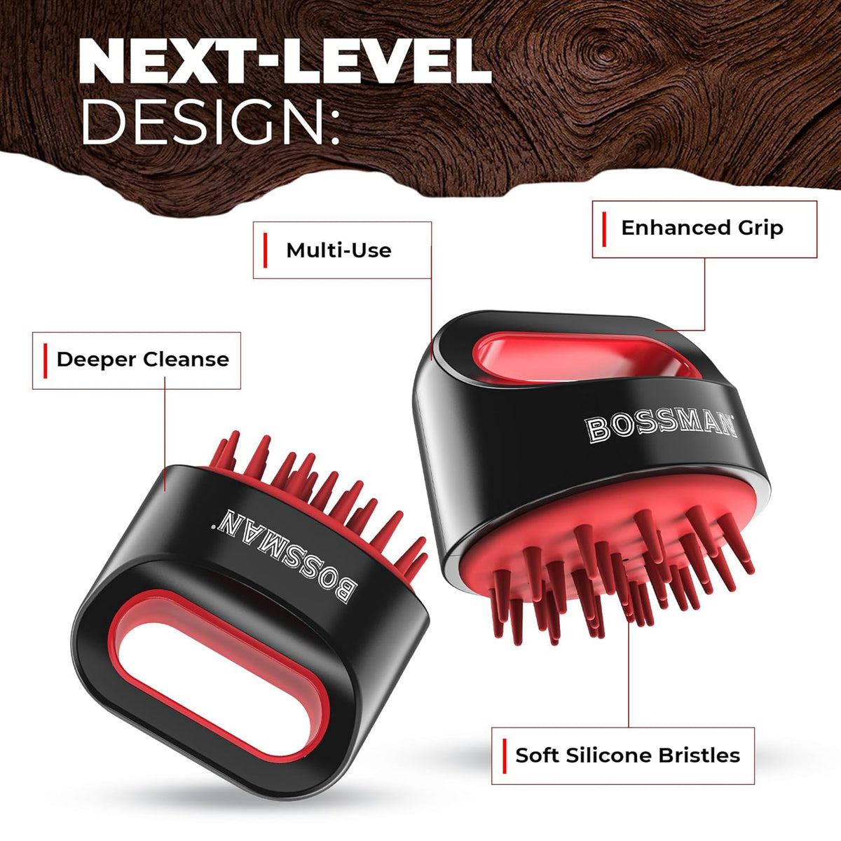 Bossman Titan Shower Scalp Massager – Ergonomic Silicone Scrubber for Product Build-Up, Dandruff &