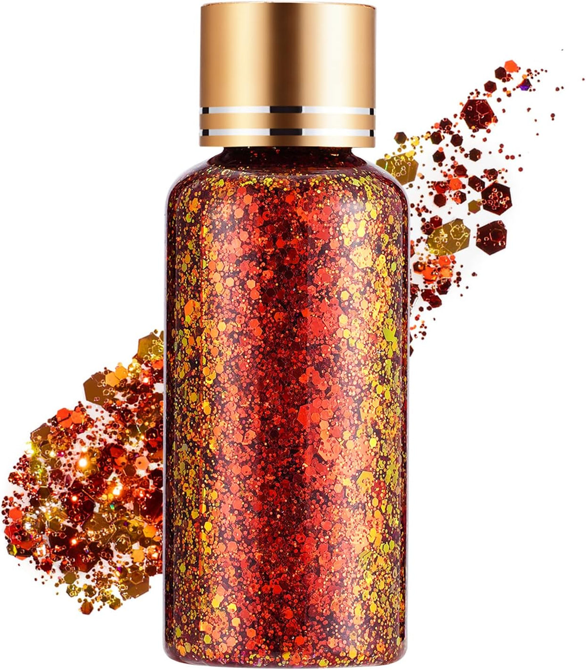 Maple Red Face Body Hair Glitter Gel for Women and Kids, Holographic Chunky Color Changing Glitter