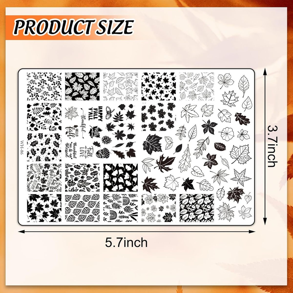 2 Sheet Fall Thanksgiving Nail Art Stamping Plate Kit Assorted Pumpkins Maple Leaves Autumn