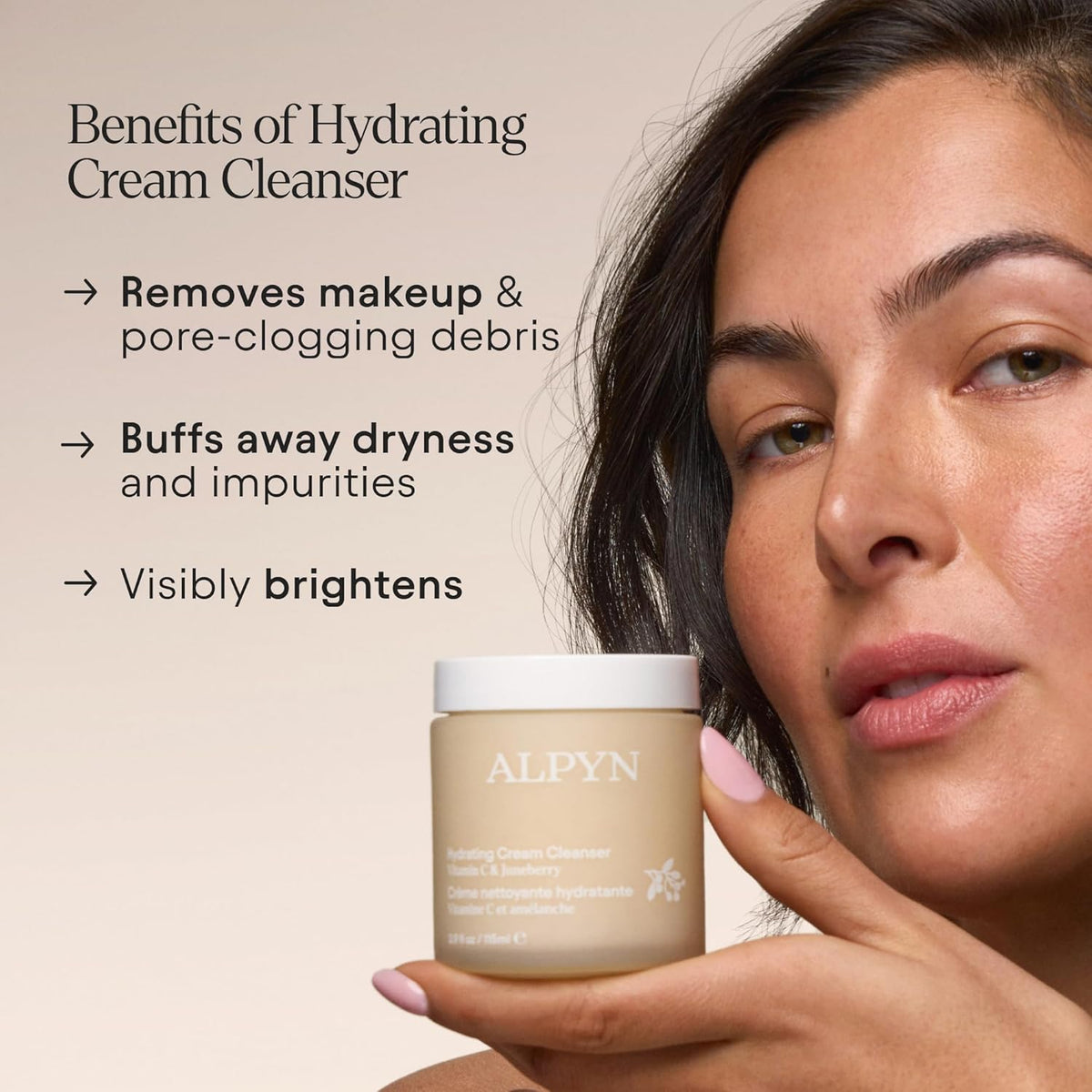 ALPYN Hydrating Cold Cream Cleanser with Vitamin C & Juneberry | Removes Dirt, Oil & Makeup |