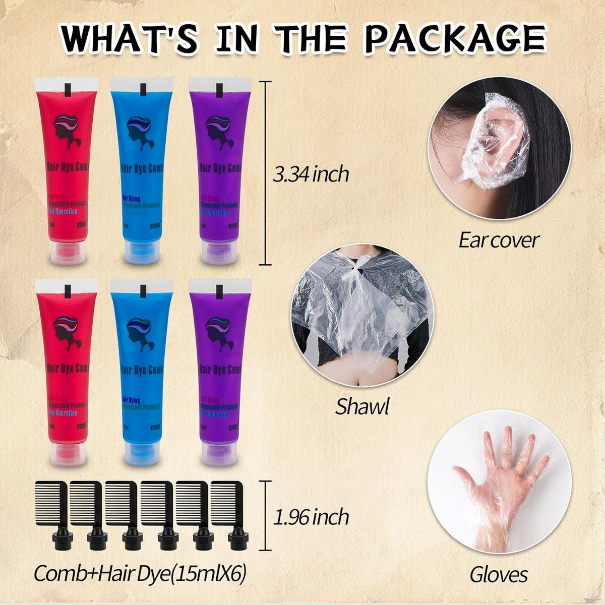 Byhoo Blue Red Purple Temporary Hair Color for Dark Hair Dye, Cream Formula, Washable Hair Dye for