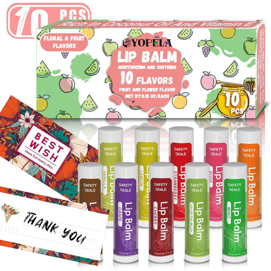 10 Pack Natural Lip Balm Bulk with Vitamin E and Coconut Oil Valentine's Day best choice