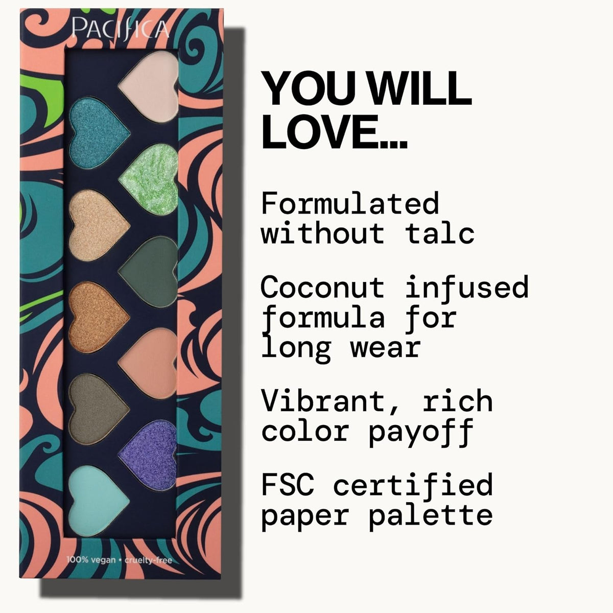 Pacifica Eyeshadow Palette – Waikiki Mineral Eyeshadow, Blendable Shimmer & Matte Shades w/Velvet