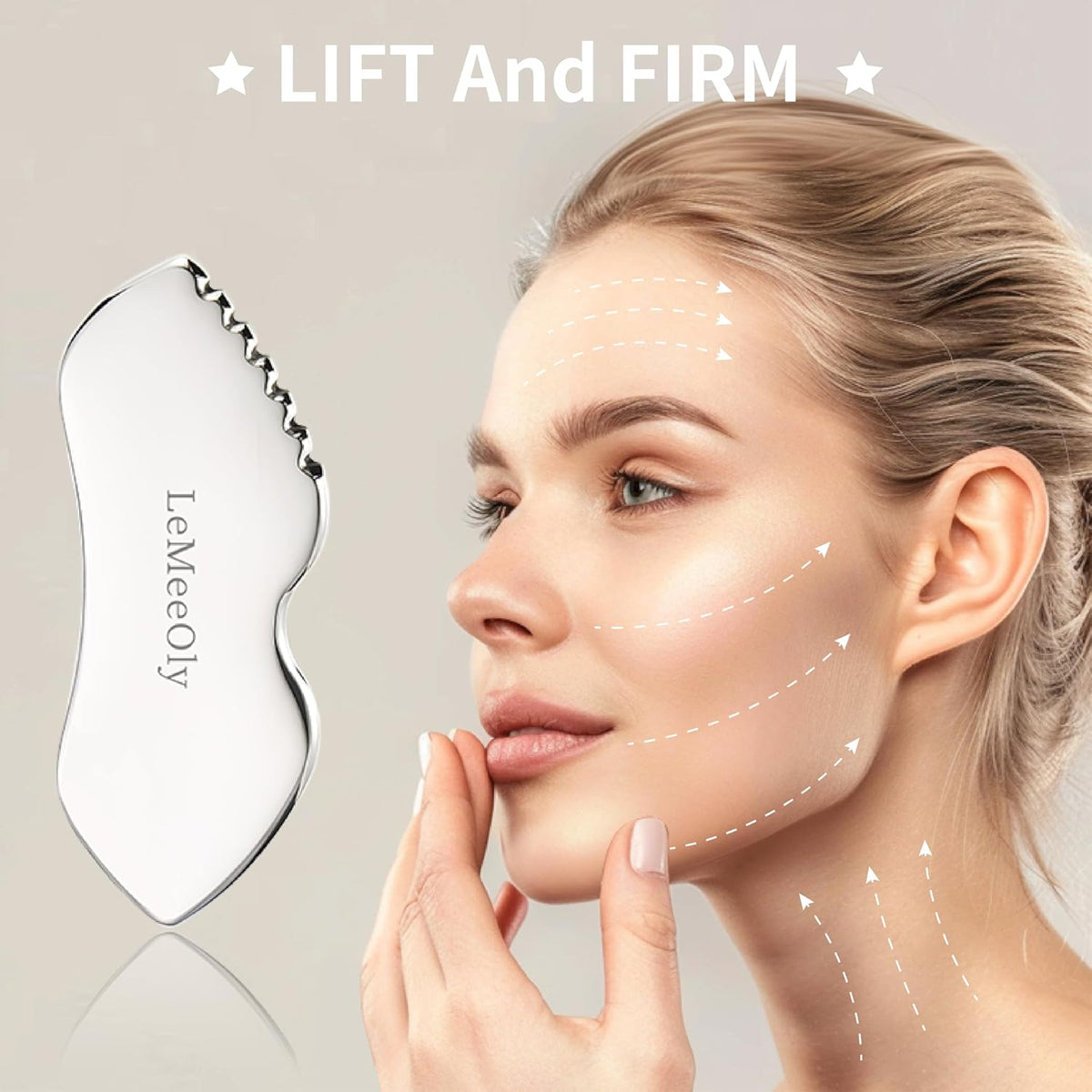 Gua Sha Facial Tools Stainless Steel & Compressed Facial Sponges, Detail Metal GuaSha and Natural