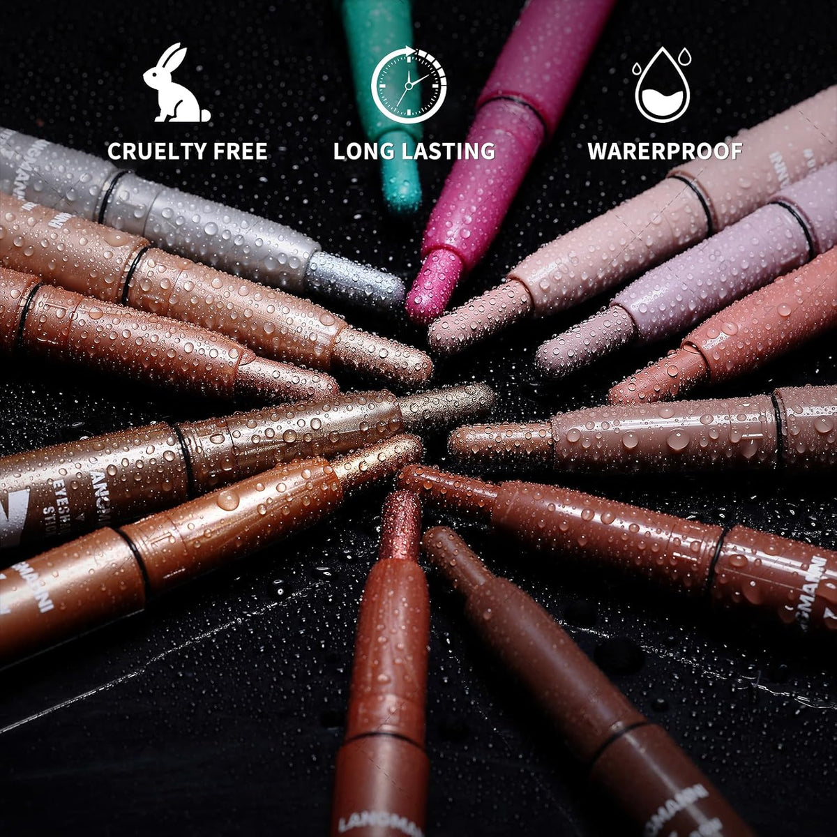 LANGMANNI Eyeshadow Stick, 6 PCS Waterproof Multi-Color Eyeshadow Pen Set, Creamy Long-Lasting Eye