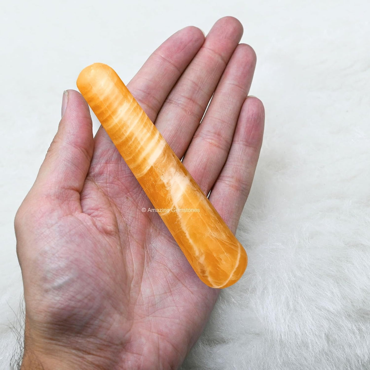 Yellow Calcite Crystal Wand Massage Stick - Pelvic Wand Gua Sha for Adults - Crystals and Healing