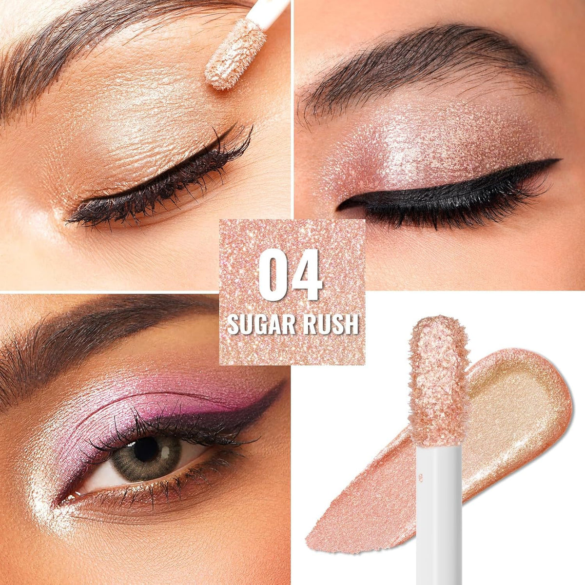 Oulac Eyeshadow Liquid Eyeshadow Multi-Usage Liquid Glitter Eyeshadow&Eyeliner Highly Pigmented