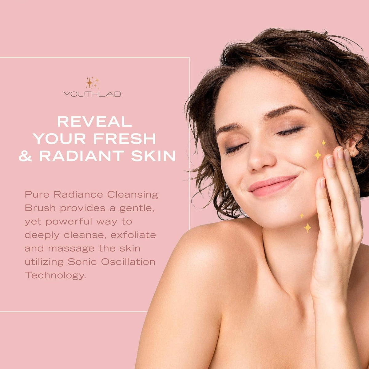 YouthLab Pure Radiance, Vibrating Facial Cleansing Brush, Electric, 3 Modes, 3 Brush Heads (2