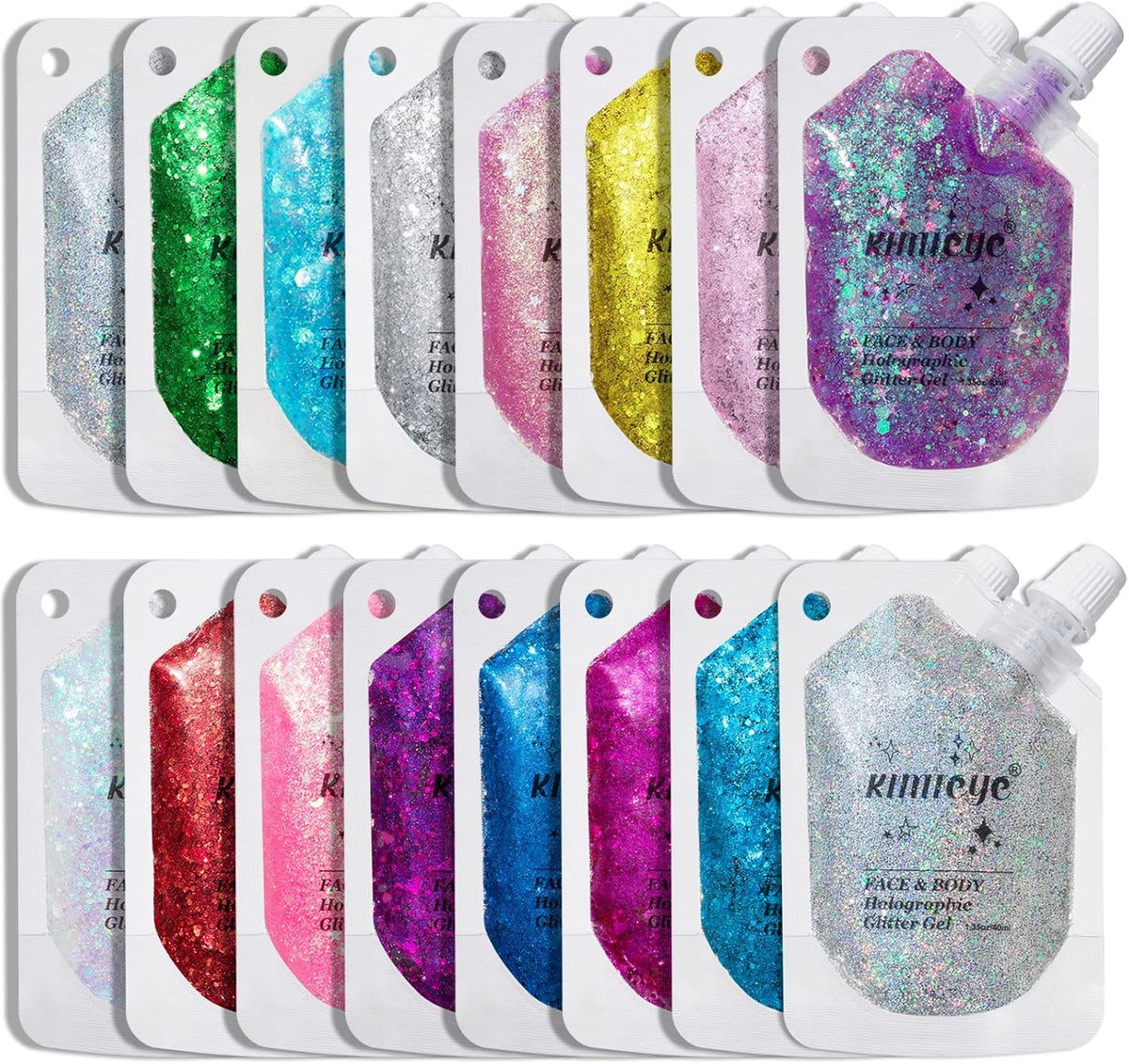 Holographic Face Glitter Gel Body Shimmer Makeup for for Hair, Face, Clavicle, Arm, Nail