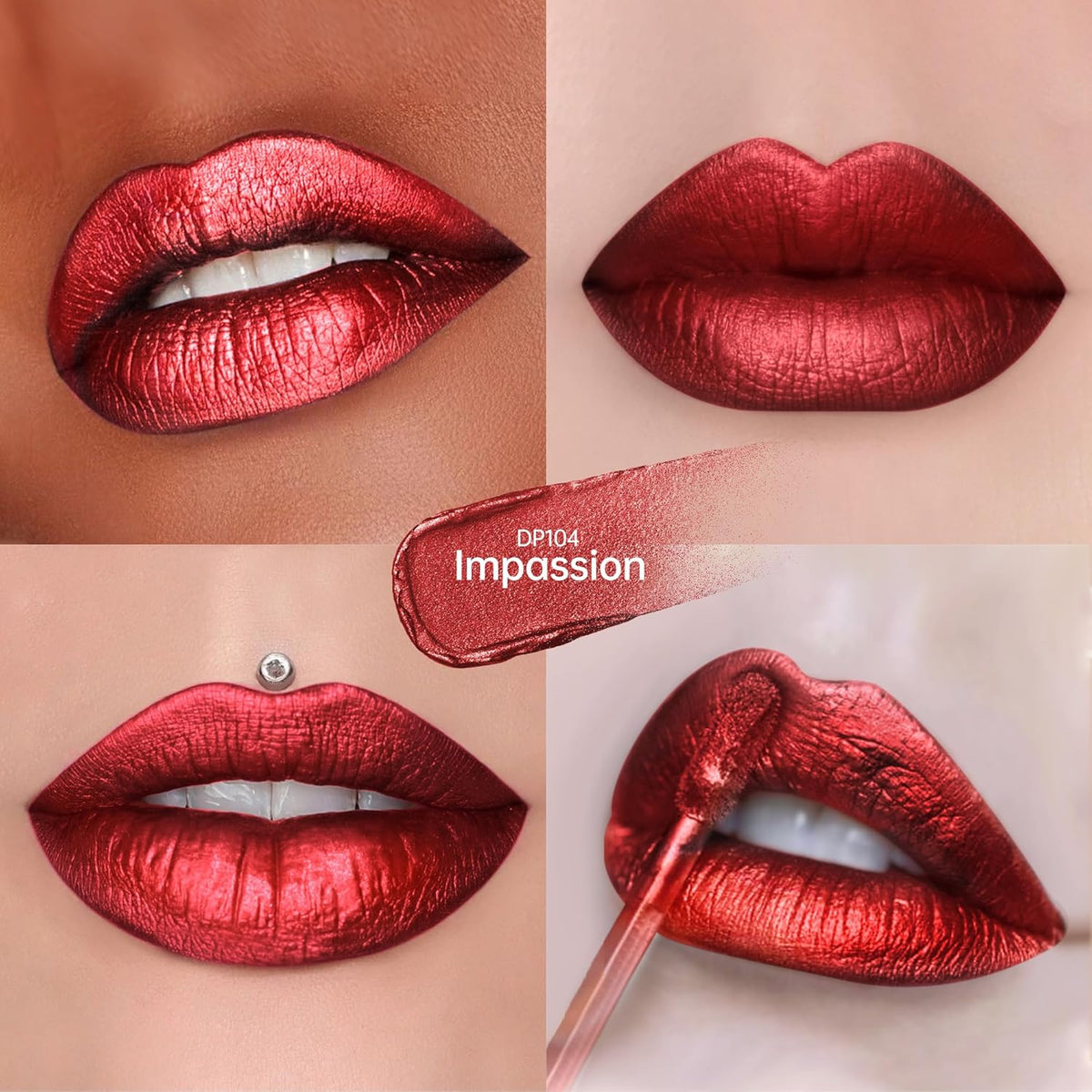 3Pc Lipsticks Set for Women Metallic Lipstick Long Lasting Dark Red Bronze Burgundy Lip Gloss