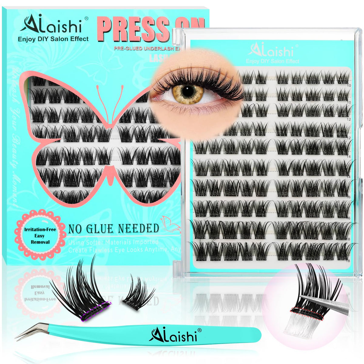 No Glue Needed Lashes, Self Adhesive Eyelashes, DIY Lash Cluster Eyelash Extensions Kit
