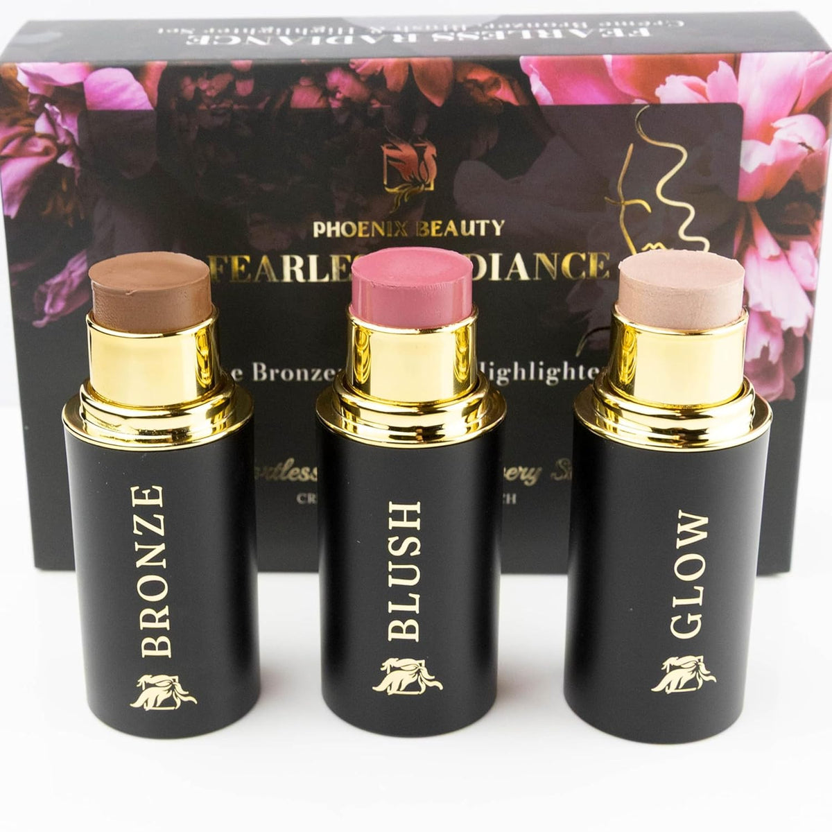 Cream Contour Stick Set – Blush, Bronzer & Highlighter Trio | Hydrating, Buildable, High-Pigment