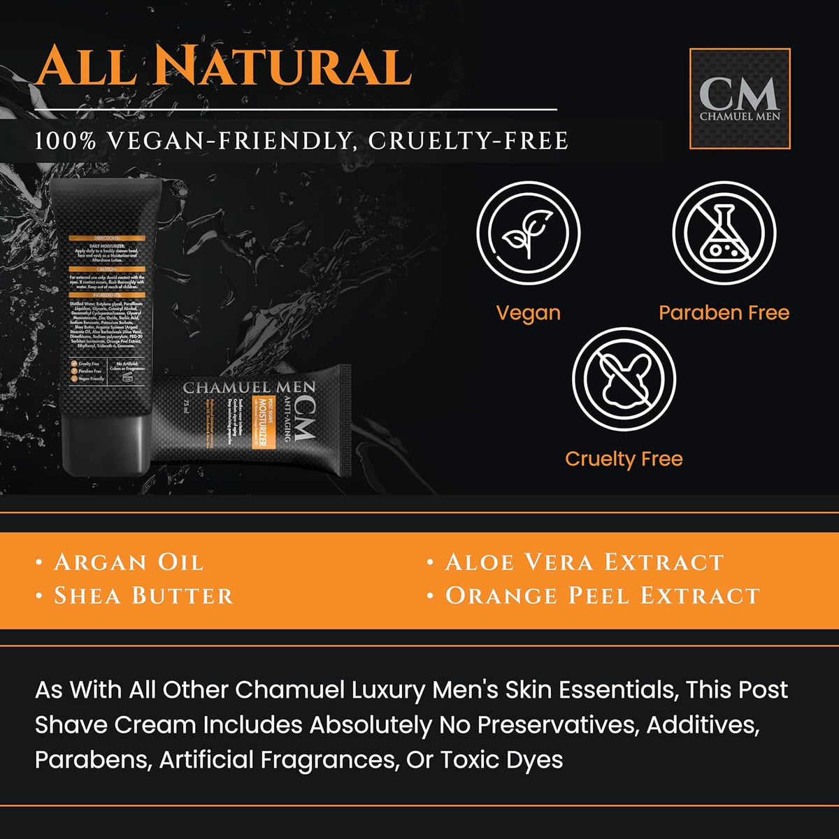 Anti Aging Daily Aftershave for Men - All Natural Mens Face Cream and Moisturizer with Argan, Shea