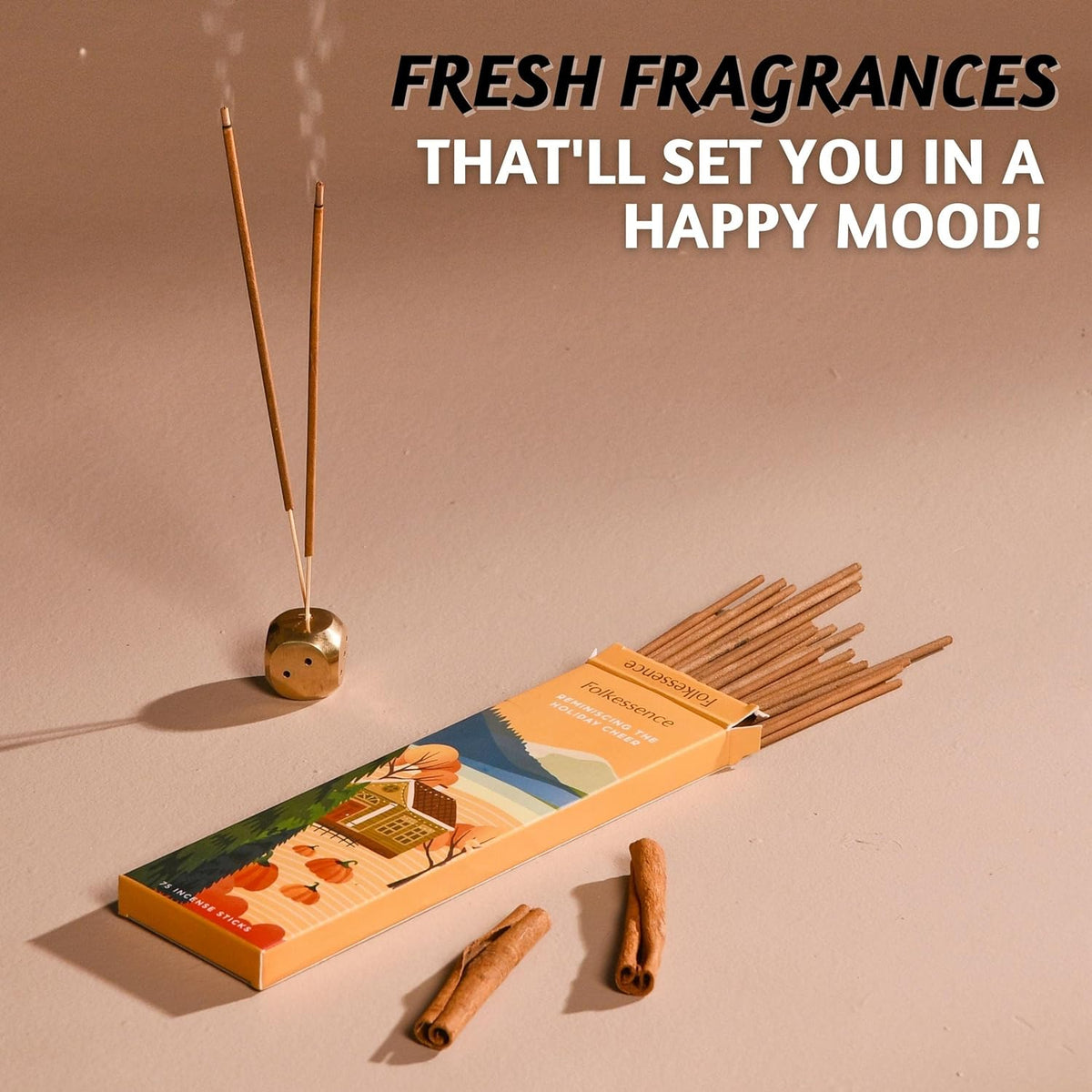 Folkulture Incense Stick | Pack of 75 Organic Fall Incense Sticks for Meditation | 45 Mins Burn