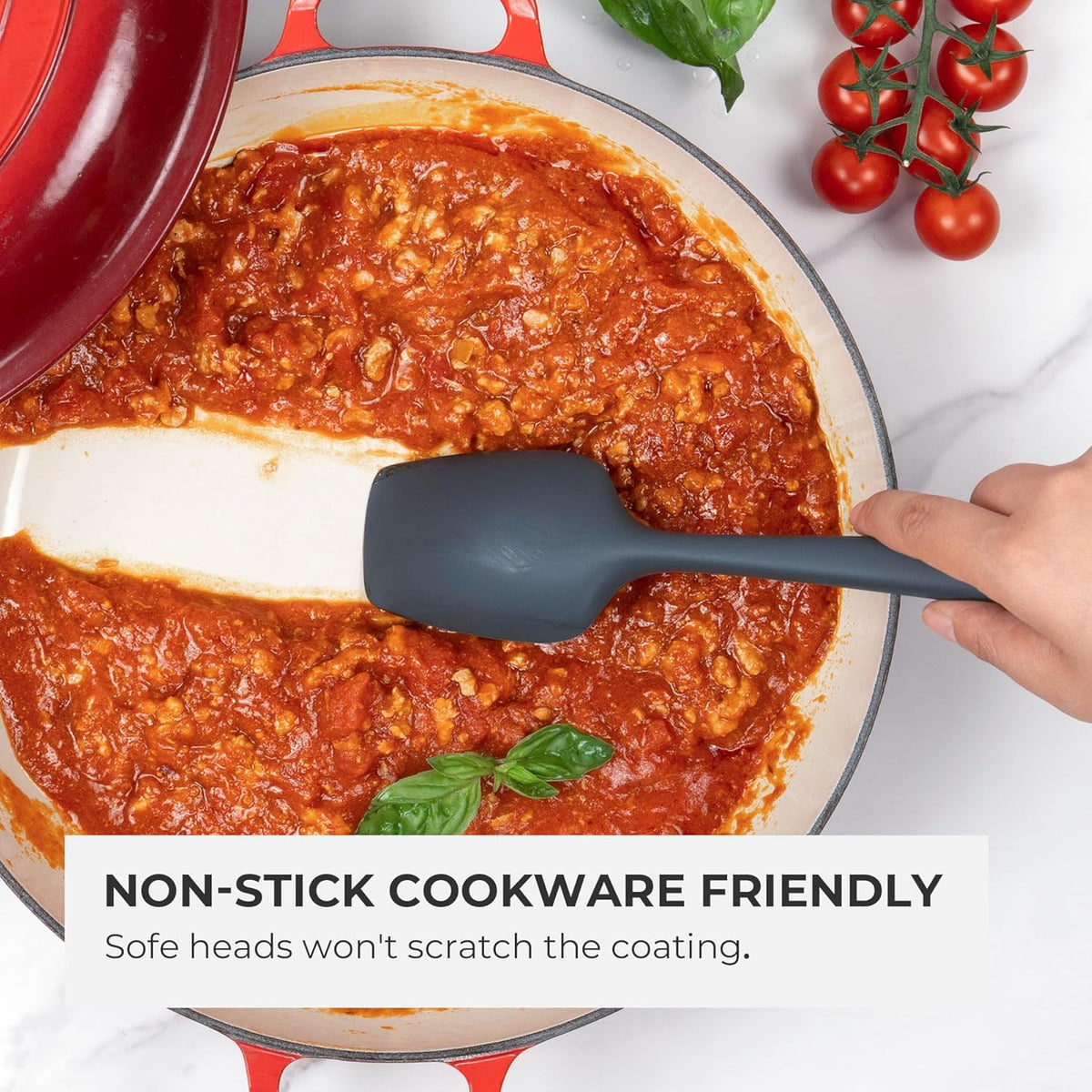 Elihome Skinny Silicone Spoonula - Non-Stick Heat Resistant Silicone Scraper Spatula for Mixing