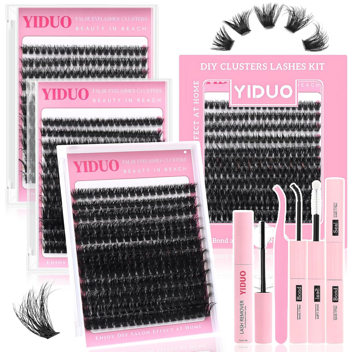 D Curl Volume Fake Eyelashes Lashes Cluster Kit Wispy Faux Mink Lashes 696Pcs Bulk Packs, DIY