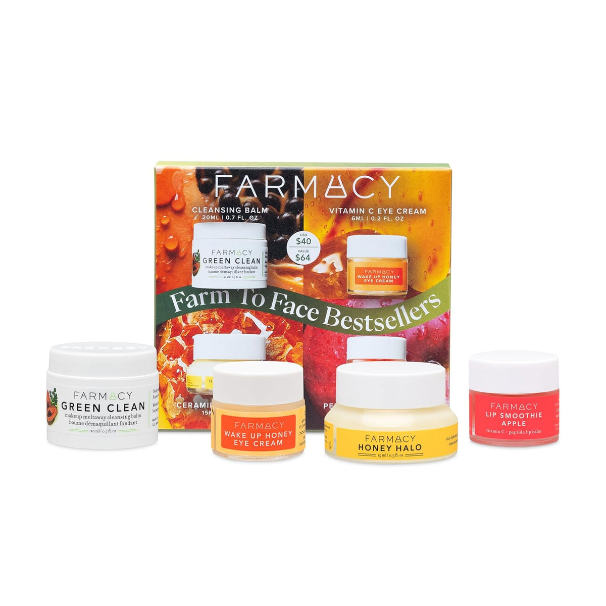 Farmacy Bestsellers Skin Care Set - Includes Green Clean Cleansing Balm, Wake Up Honey Eye Cream