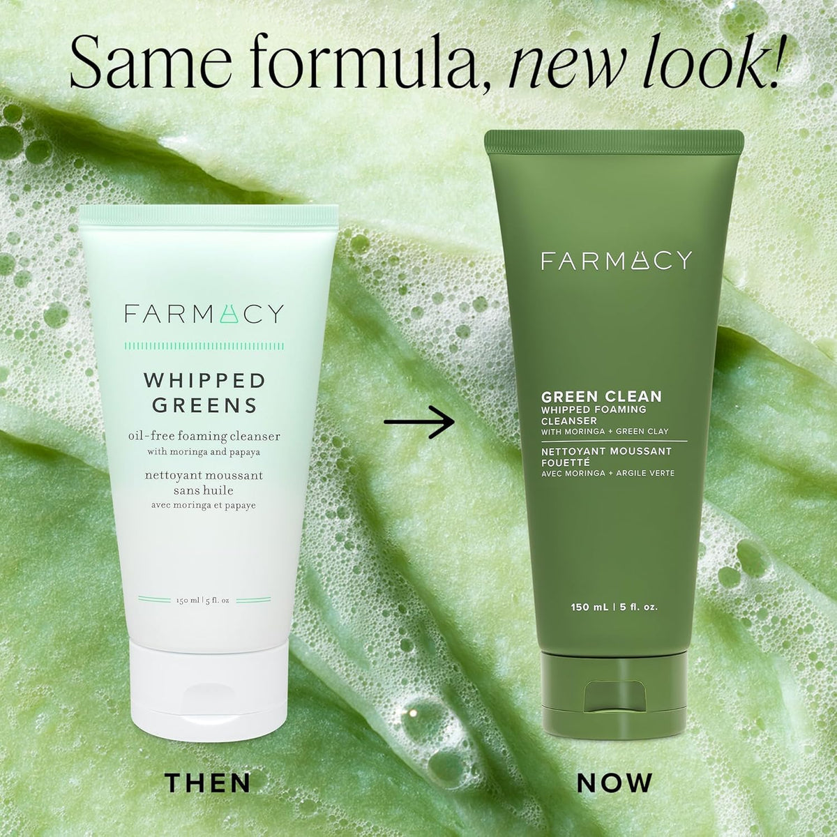 Farmacy Foaming Face Wash for Oily Skin - Whipped Greens Oil-Free Gentle Facial Cleanser &