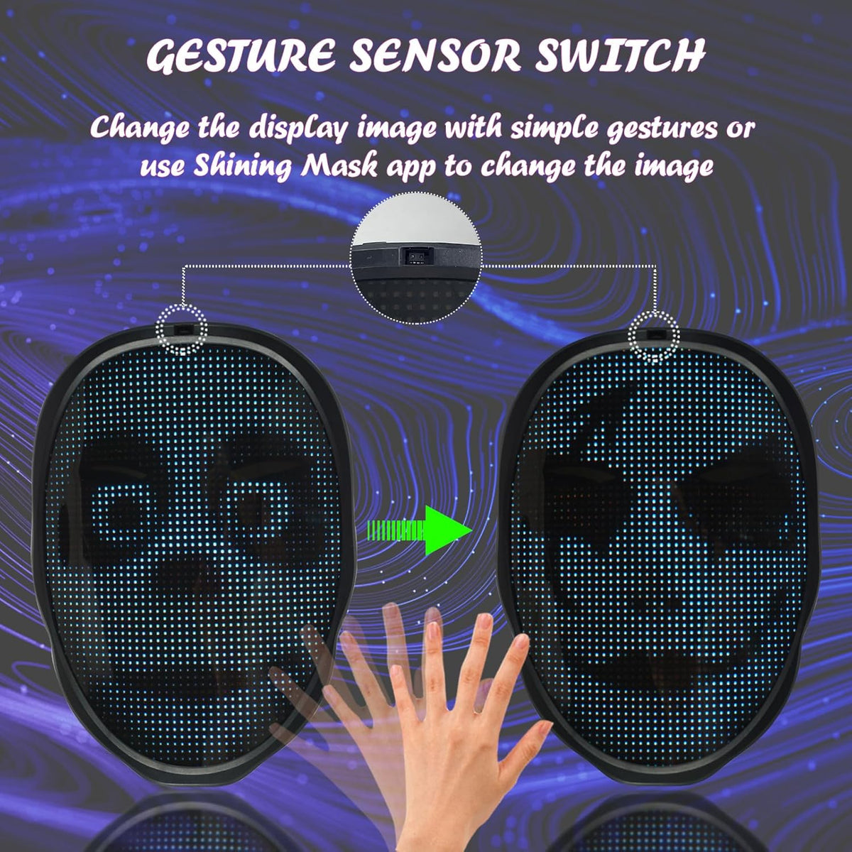 Depointer Life Led Mask with Rechargeable Bluetooth-compatible App Controlled, Customizable led