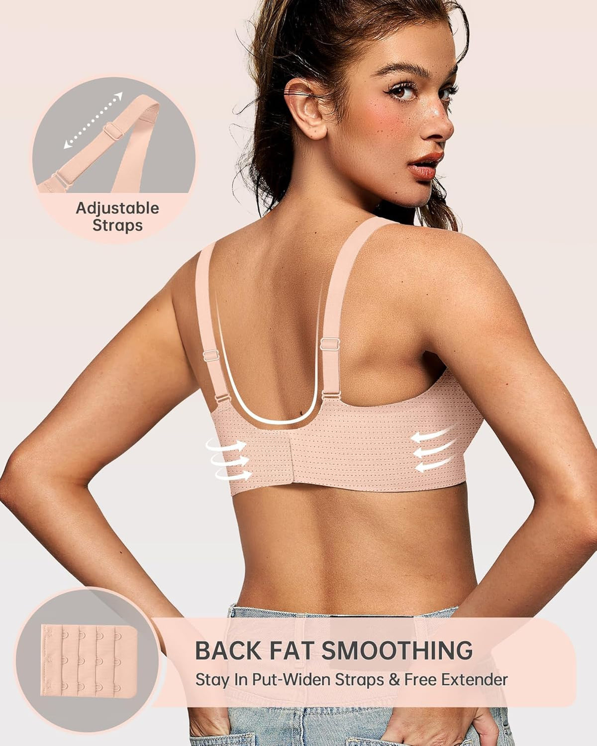 OEAK Womens Deep V Bras Wireless Comfortable Bra Supportive No Underwire Bras Tshirt Push Up