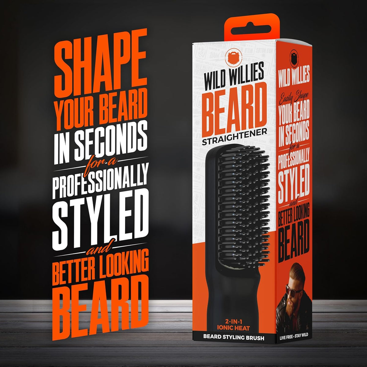 Wild Willies Beard Straightener for Men - 3 Temperature Settings, Tourmaline Ceramic Heated Beard