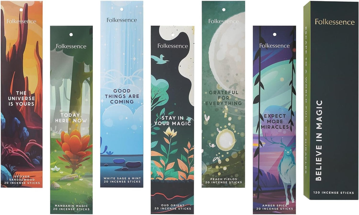 Folkulture Incense Sticks | Set of 6 (120 Non Toxic Insence-Sticks) with 45 Mins Burn Time | White