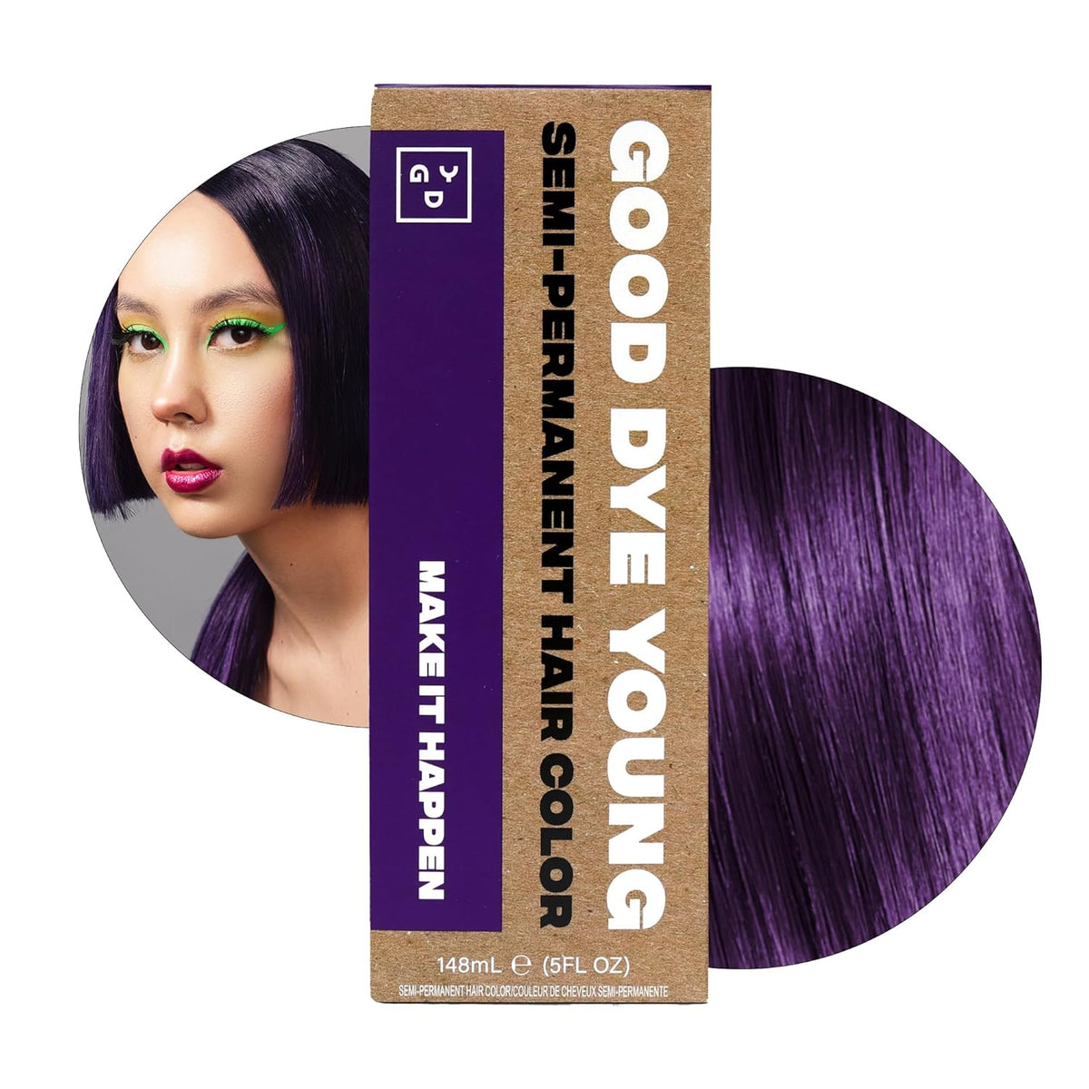 Good Dye Young Semi-Permanent Hair Color, Vegan and Cruelty-Free Purple Hair Dye, Last up to 24