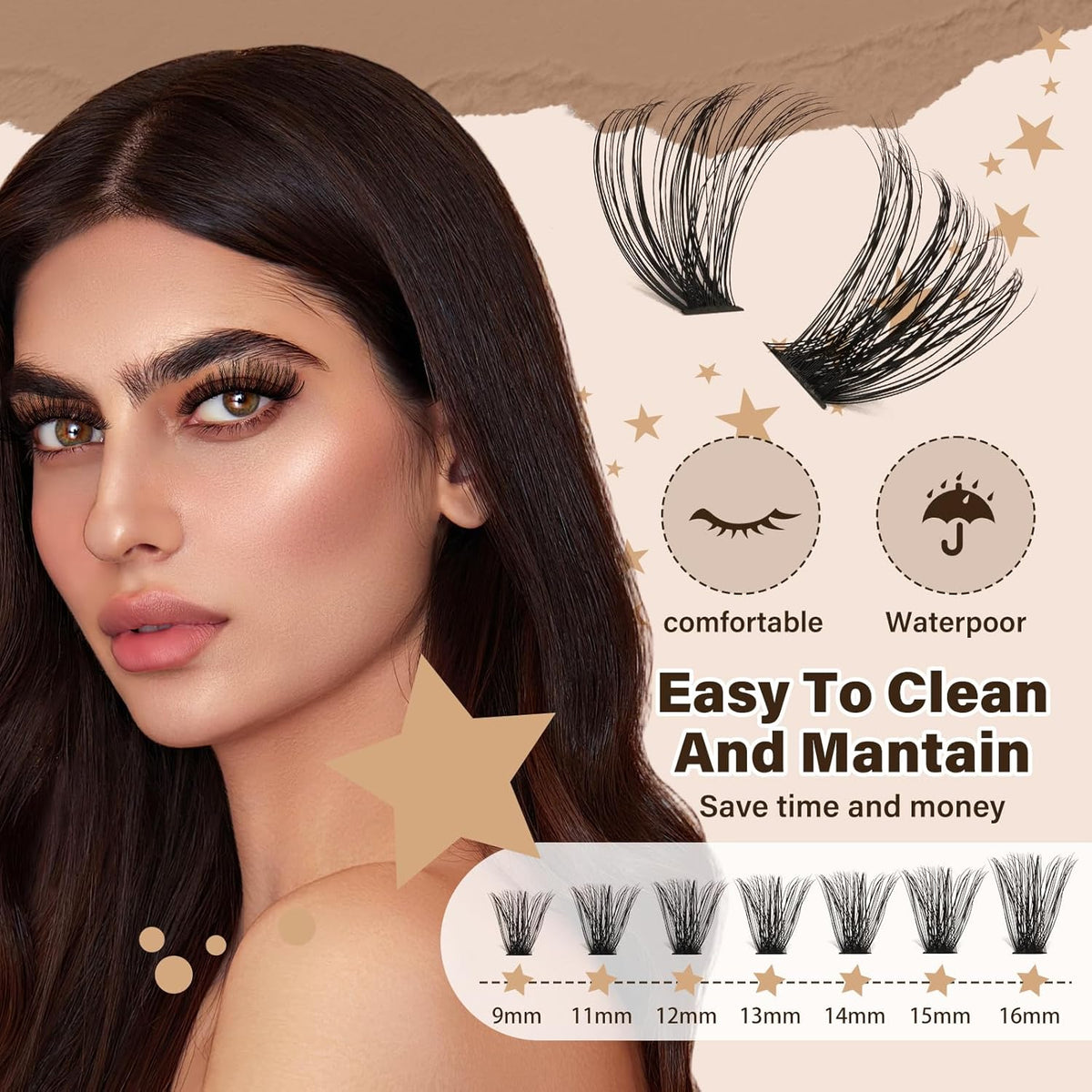 DIY Lash Extension Kit 60D+80D JMS&JMS Lash Clusters Kit D Curl 9-16MIX Individual Lashes Kit
