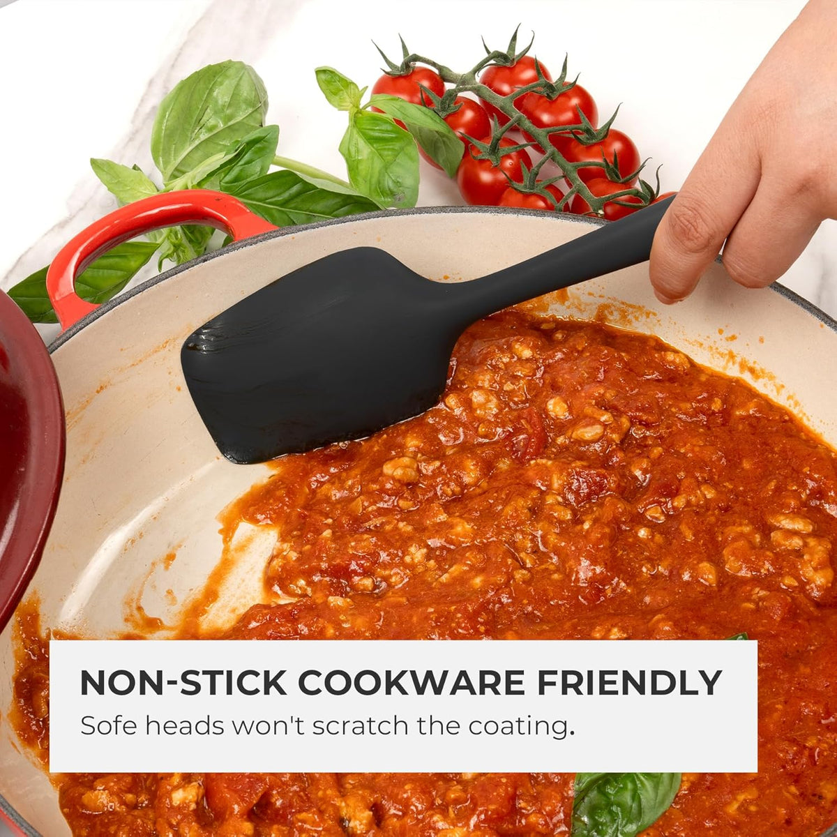 Elihome Skinny Silicone Spoonula - Non-Stick Heat Resistant Silicone Scraper Spatula for Mixing