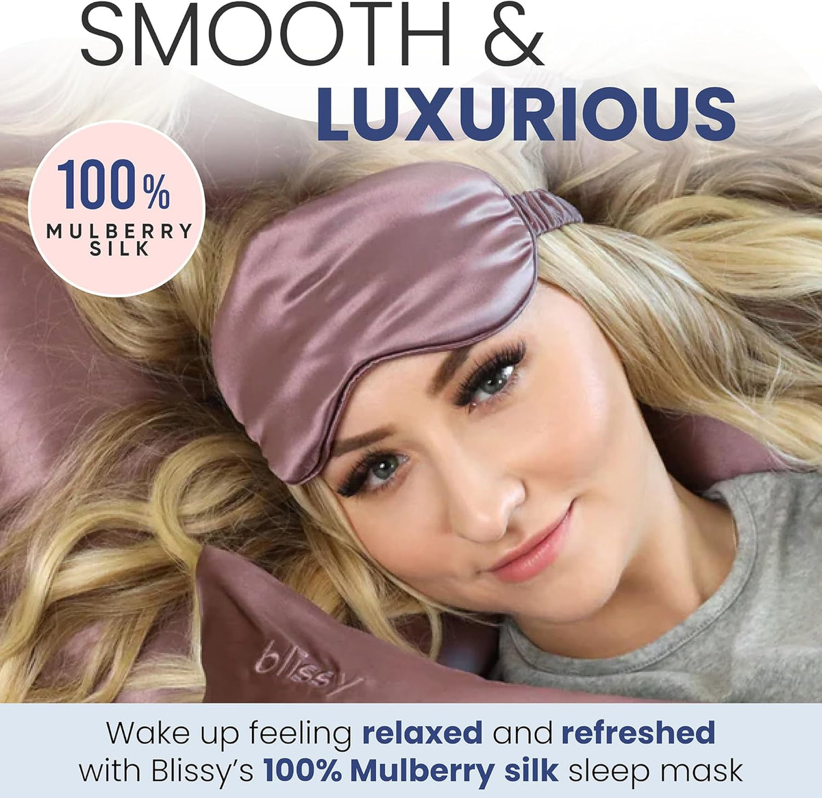 Blissy Silk Sleep Mask - Silk Eye Sleeping Mask for Women & Men for Total Blackout - 100% Pure