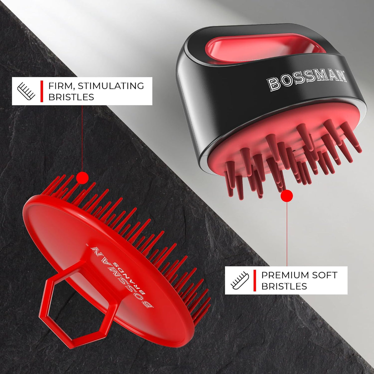 Bossman Titan Shower Scalp Massager – Ergonomic Silicone Scrubber for Product Build-Up, Dandruff &