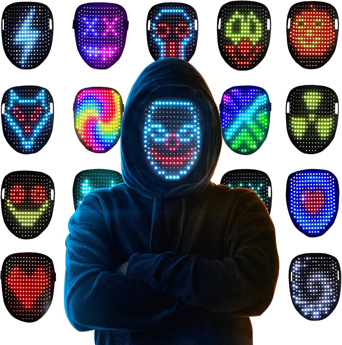 Mr.Pang LED Mask Light up Mask with Gesture Sensing, Cool Face Transforming Mask, Perfect Gifts for