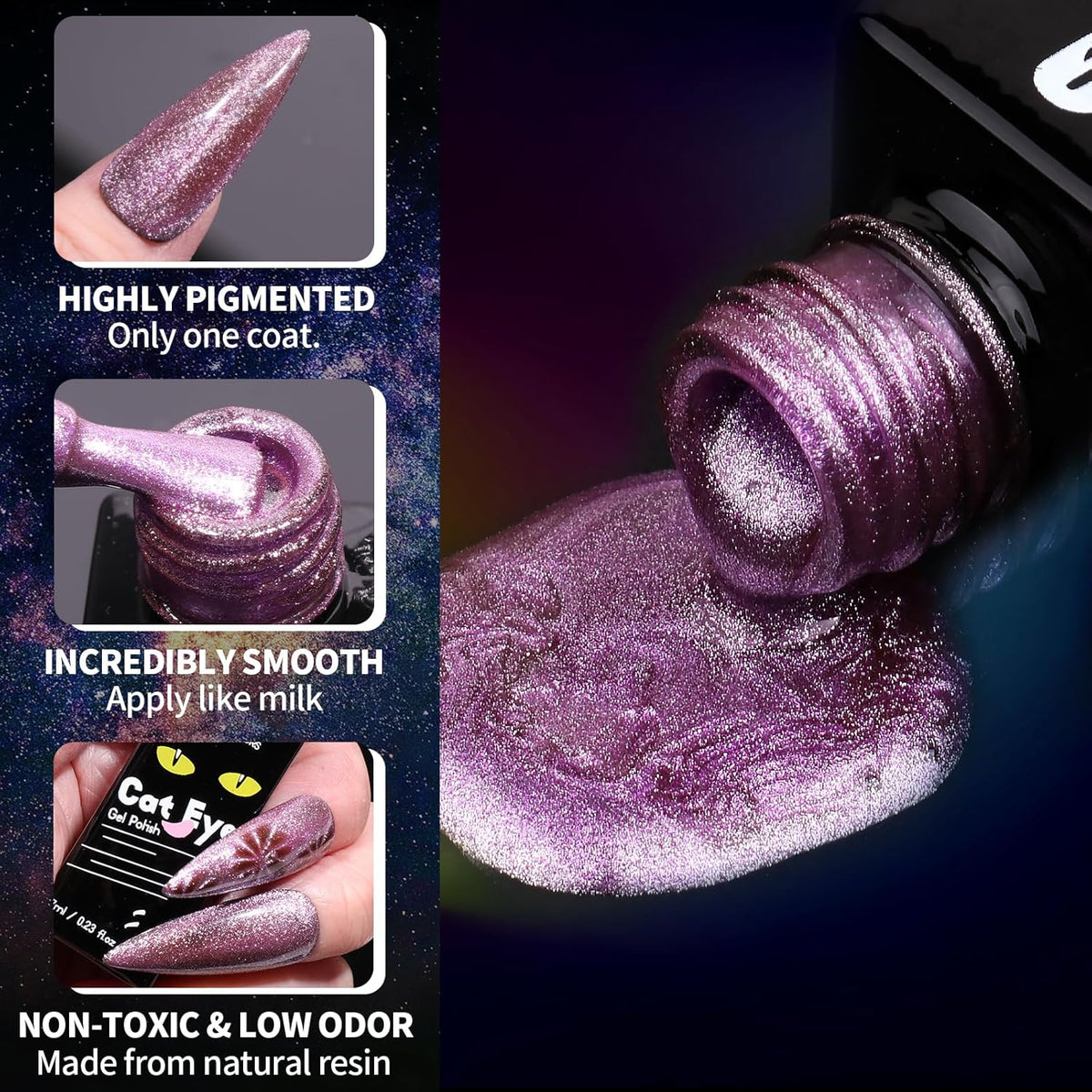 Clara Colors Magnetic Nail Polish - 20 Colors Cat Eye Gel Polish Kit Holographic Glitter Cat Eye