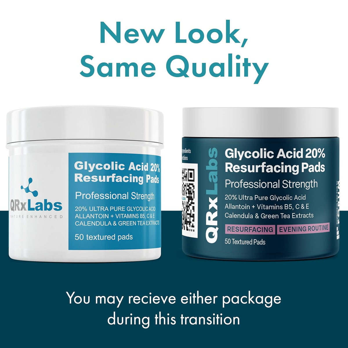 Glycolic Acid 20% Resurfacing Pads for Face & Body with Vitamins B5, C & E, Green Tea, Calendula