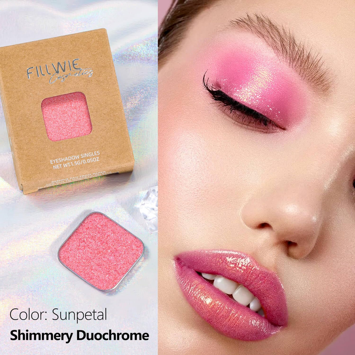 Chameleon Single Eyeshadow – Soft Gold-Pink, Pressed Powder,Square Pan, Fits Magnetic Palettes