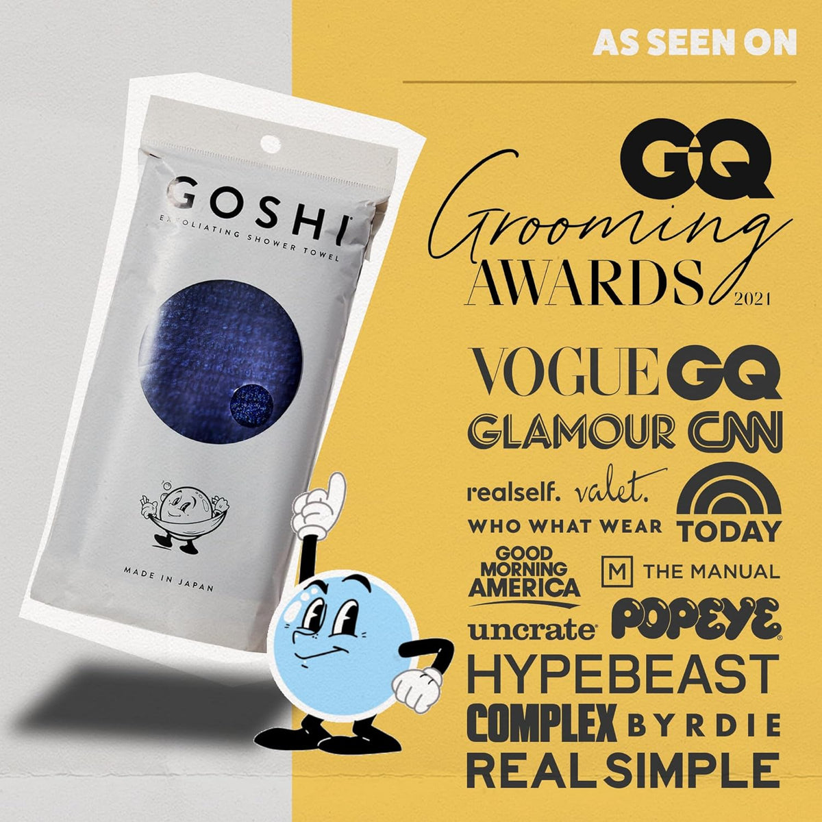 GOSHI Exfoliating Shower Towel - Rip-Resistant Exfoliating Washcloth for All Skin Types - Indigo