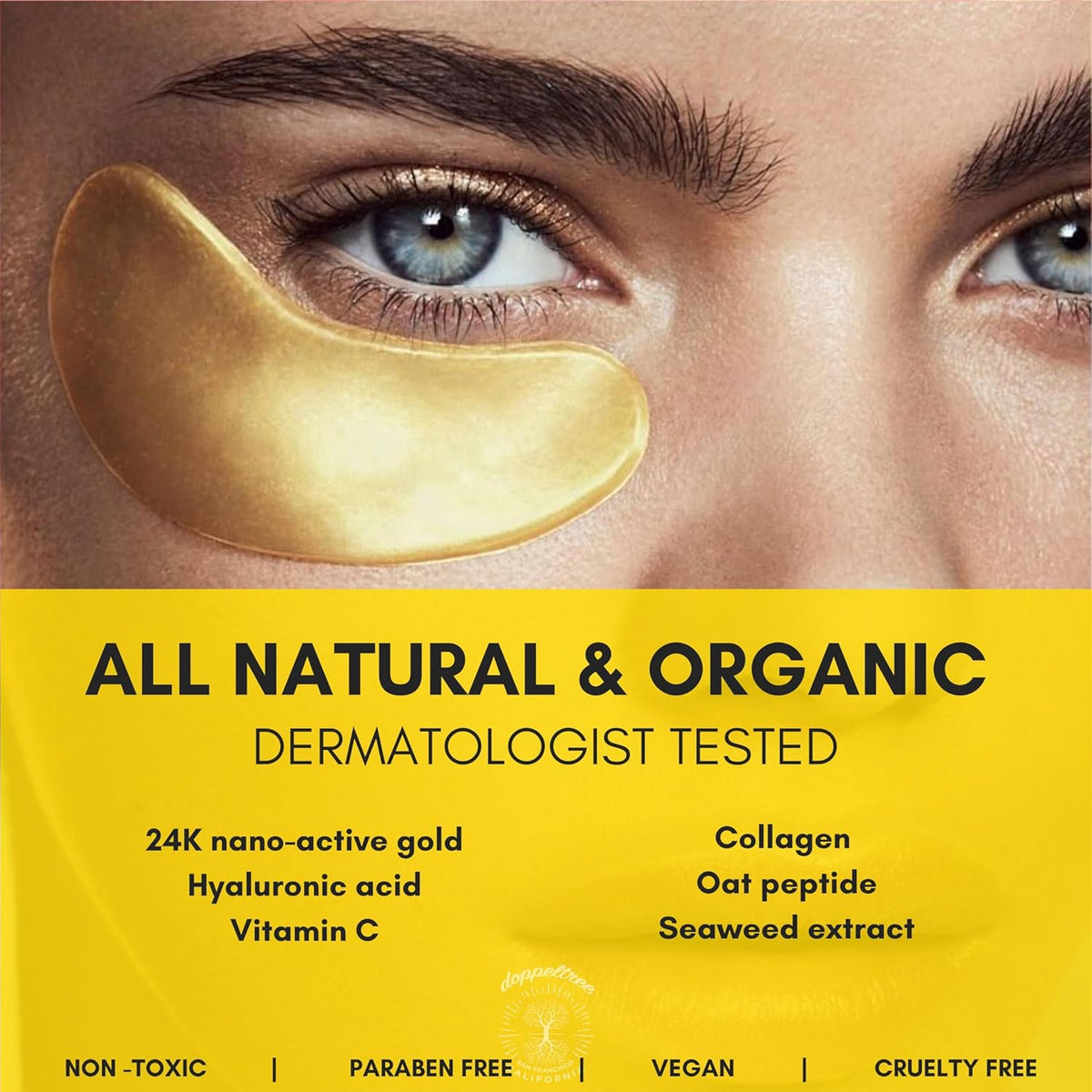 Under Eye Patches & Masks (18 Pairs) - All Natural Anti Aging Treatment for Bags, Puffiness