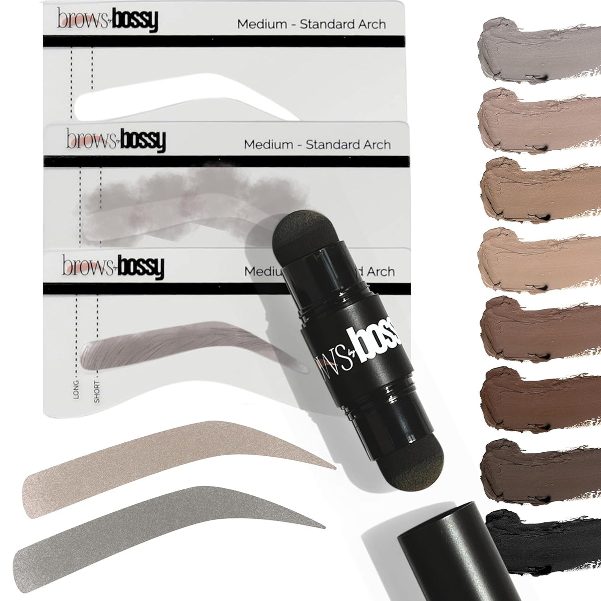 Dual-Color Eyebrow Stamp Stencil Kit with 9 Reusable Eyebrow Stencils for Professional Brow