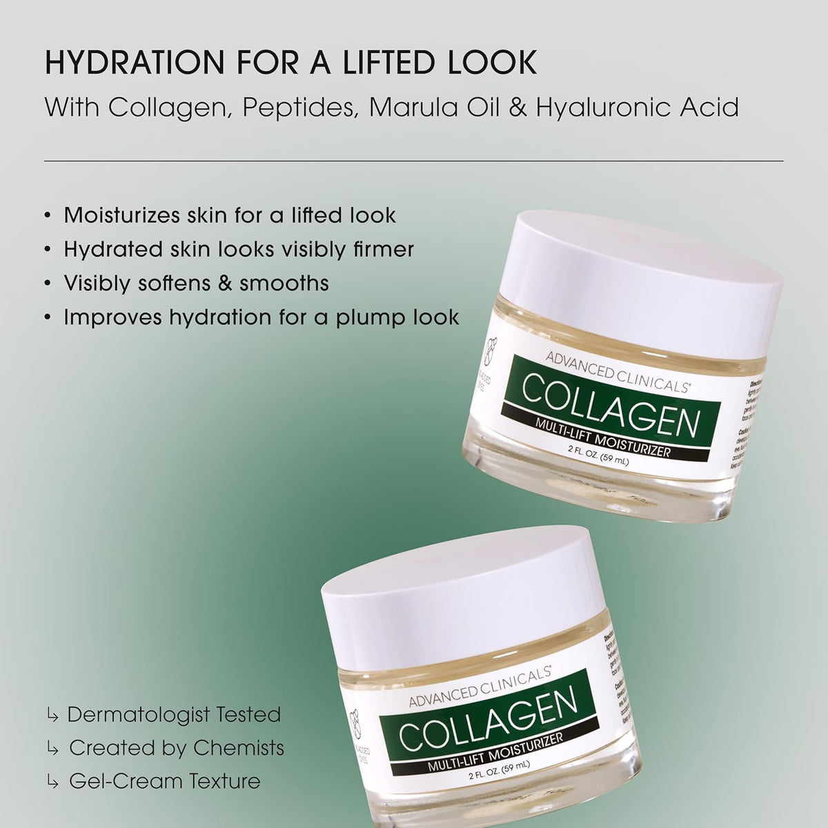 Advanced Clinicals Collagen Cream W/Hyaluronic Acid Face Moisturizer + Collagen Body Cream 2pc