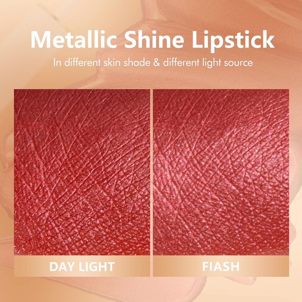 MAKI YIKA Red Lipstick for Women Metallic Lipsticks Glitter Long Lasting Lipstick No Smudge No