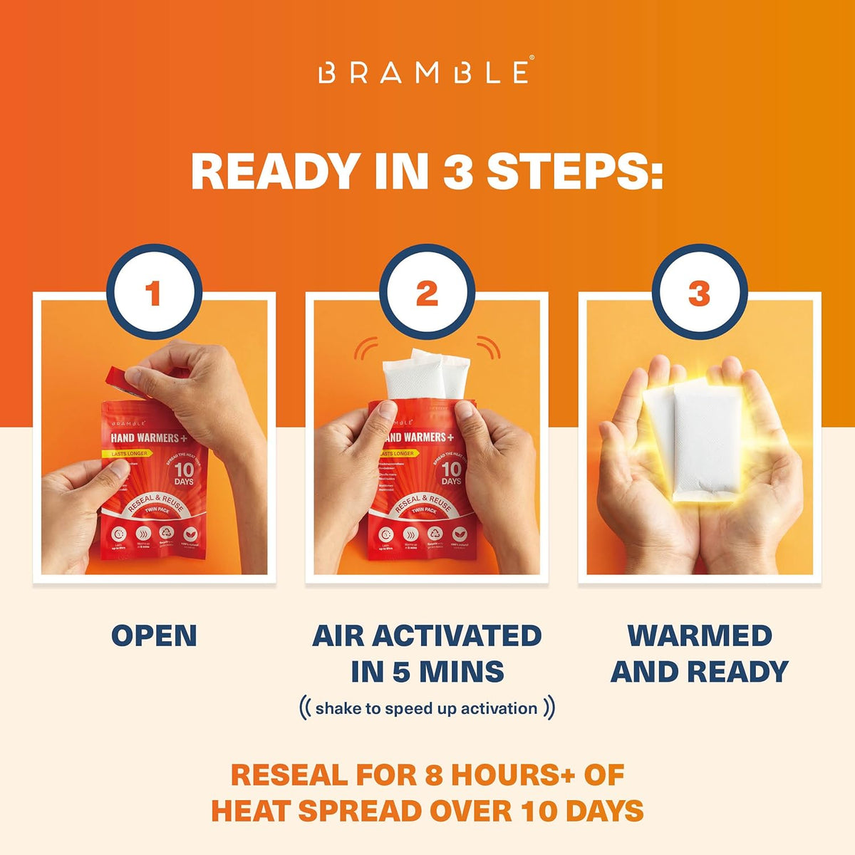 Bramble Hand Warmers Disposable Value Pack (2 Warmers per Pack) Pocket Warmers for Hiking, Outdoor