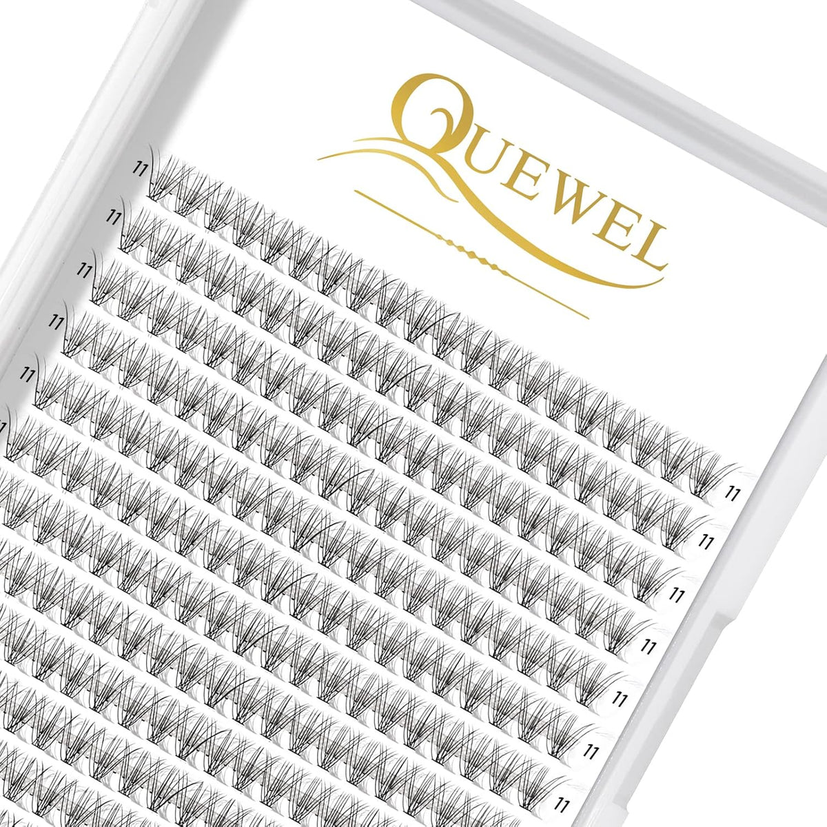 QUEWEL Cluster Lashes 240Pcs Individual Lashes 10D 0.10D Curl 11mm Knot-Free Lash Extensions